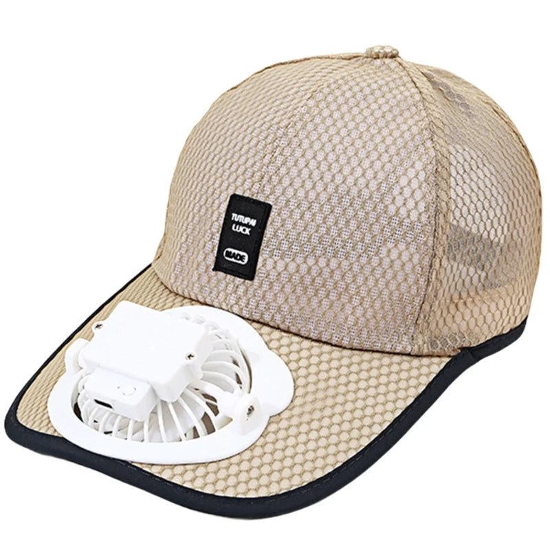 Breathable Baseball Hat for Unisex Sunshade with Fan Adjustable Beach Hat with Fan Unisex Adult Sports Hat Outdoor