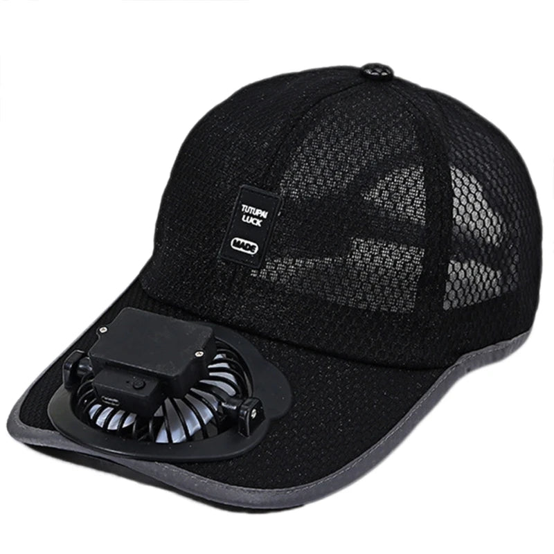 Breathable Baseball Hat for Unisex Sunshade with Fan Adjustable Beach Hat with Fan Unisex Adult Sports Hat Outdoor