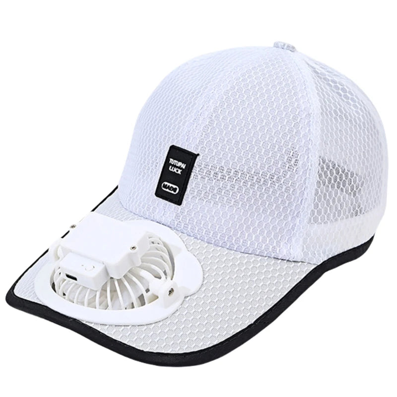 Breathable Baseball Hat for Unisex Sunshade with Fan Adjustable Beach Hat with Fan Unisex Adult Sports Hat Outdoor